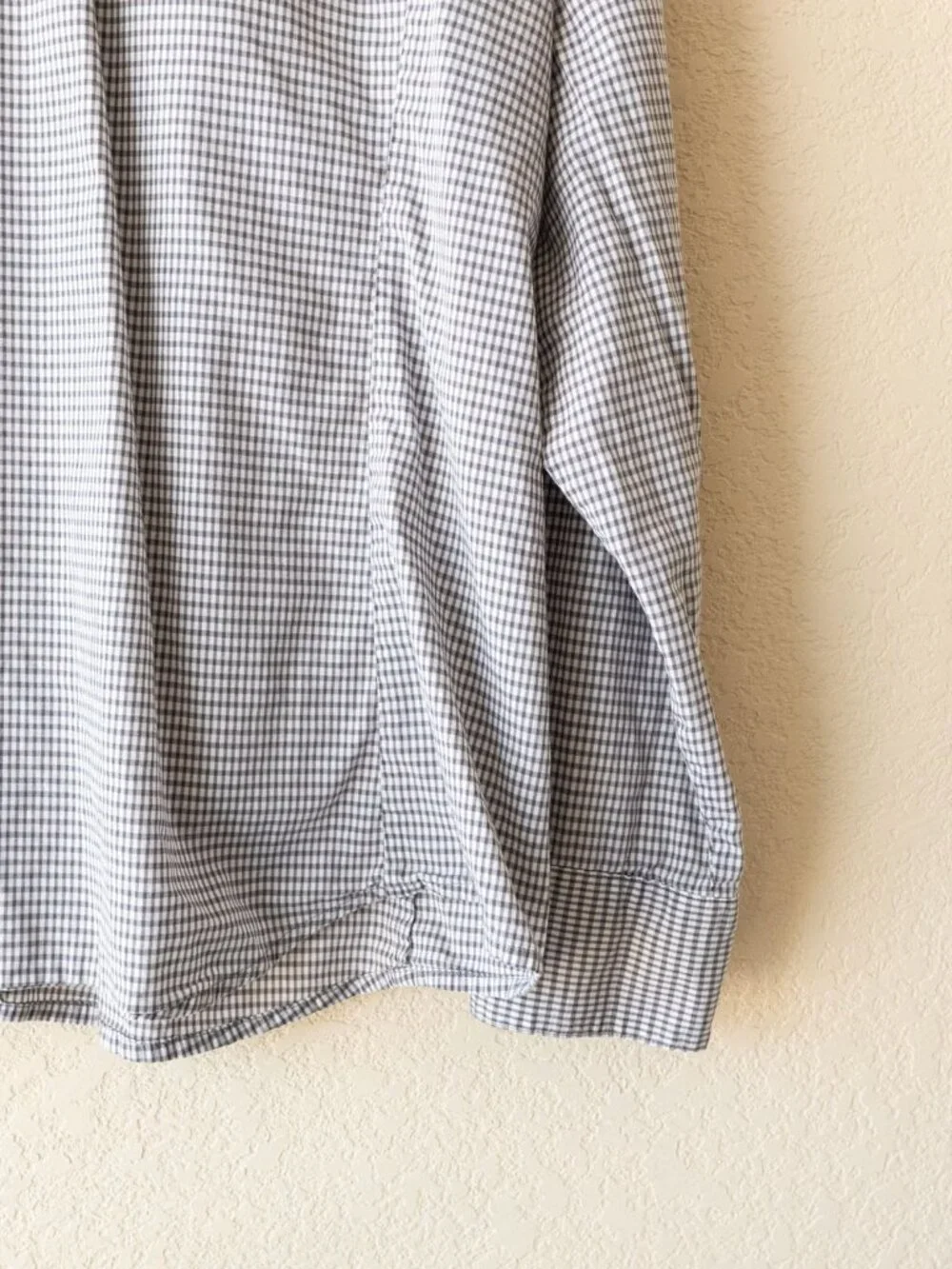 Banana Republic Soft Wash Gingham Shirt Mens L Granite Blue Cotton Button Down